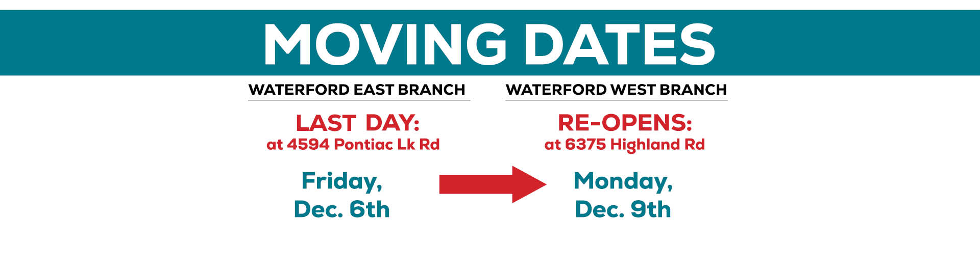 waterford east branch moving to waterford west banner