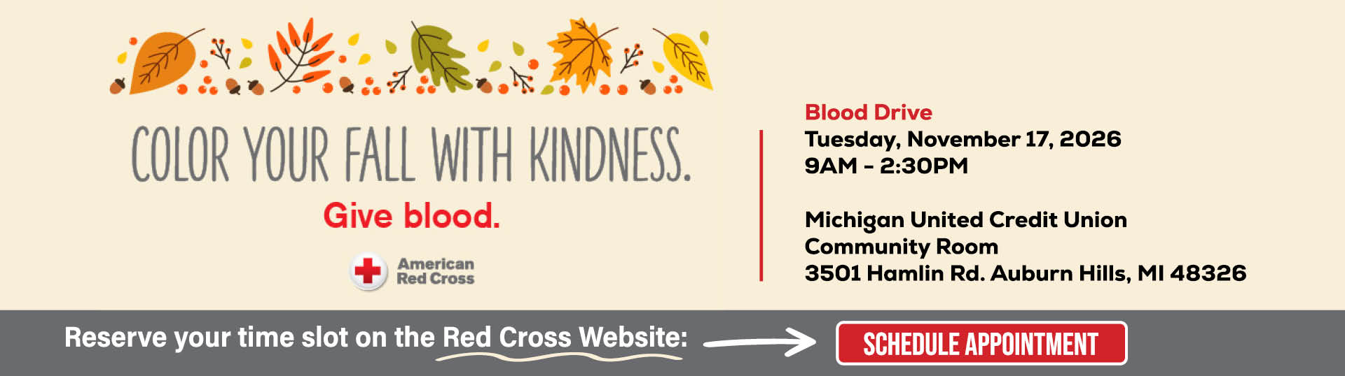 Red Cross Blood Drive registration for November 17, 2026